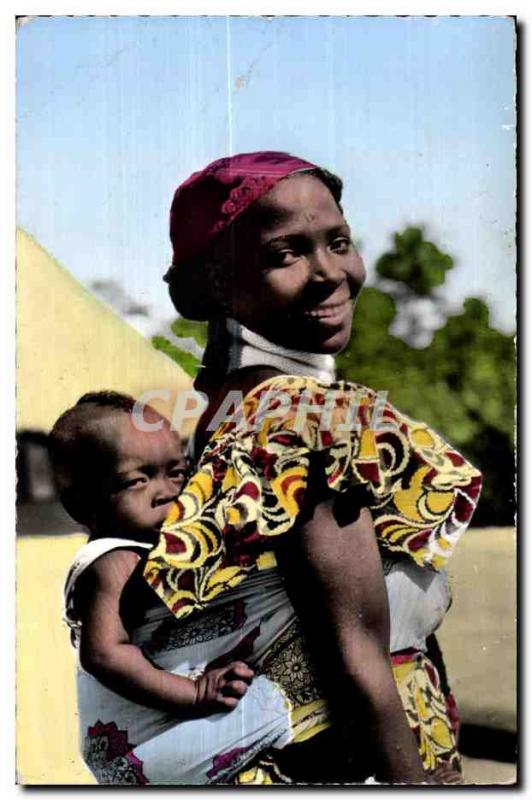 Old Postcard The African Colored Young Mother Folklore Costume