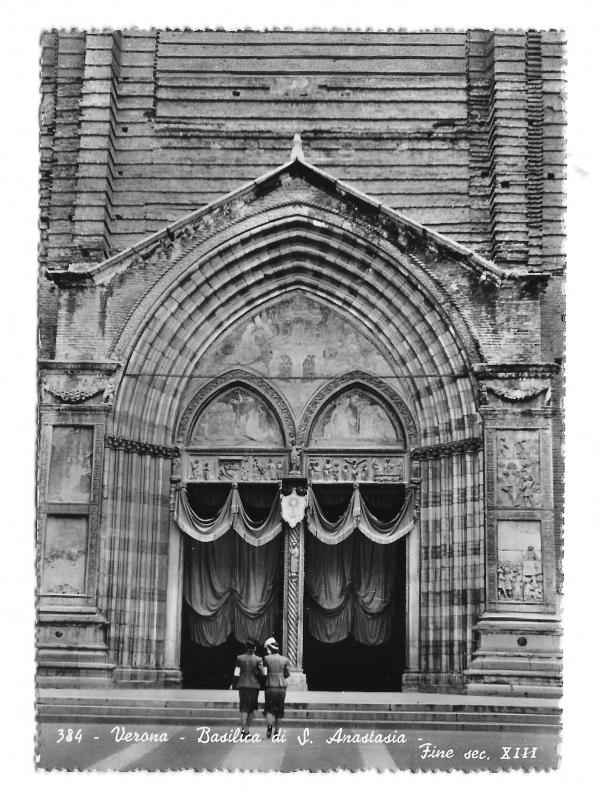 Italy Verona Basilica Anastasia Draped Entrance Glossy Photo 4X6 Postcard