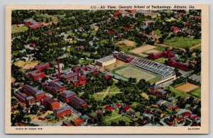 Atlanta GA Air View Georgia School of Technology Unp Linen Postcard O24