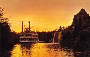 Disneyland,C-2, Mark Twain at Dusk, Frontierland ,  Old Postcard