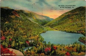 Poconos PA Pennsylvania Mountains Linen VTG Postcard PM Cancel Easton WOB Note 