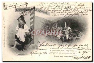 Old Postcard Gruss to lauterbach Schassbach Children Folklore
