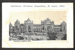 ST. LOUIS WORLD'S FAIR LIBERAL ARTS EXPO SILK INSERT NOVELTY POSTCARD (1904)