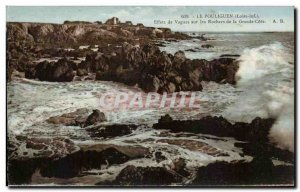 Old Postcard Pouliguen Effects Waves on the Rocks of the Grande Cote