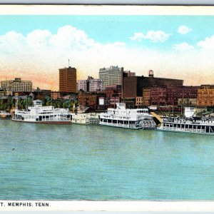 1926 Memphis, Tenn. Water Front Steamer Sternwheeler Steamships TN PC Teich A216