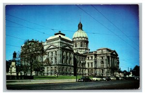 Vintage 1950's Postcard Antique Cars Indiana State House Indianapolis IN