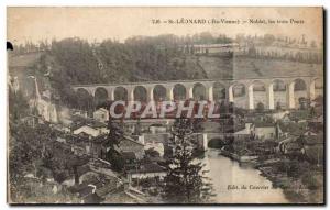 Old Postcard St Leonard Noblat Three Bridges