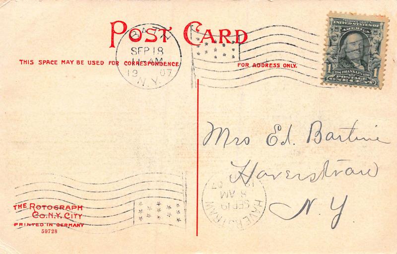 Court House, Bath, New York,  Early Postcard, Used in 1907