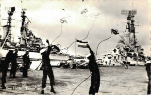 Netherlands Den Helder Keesje Gooien Battleships Vintage RPPC 07.78