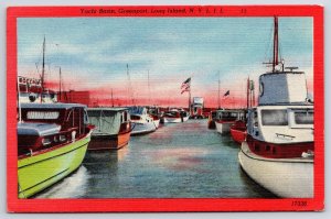 1959 Yacht Basin Greenport Long Island New York NY Harbour Scene Posted Postcard