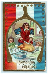 1910 Mis-Sent Hudson Wisconsin Thanksgiving Turkey Wishbone Postcard 