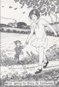 Children's Art Postcard -Ellie and The Elf, John Pulham, Bury St Edmunds RR17363 