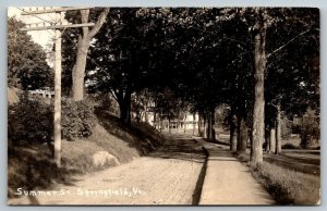 RPPC  1914  Summer Street  Springfield  Vermont  Postcard