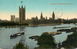 Navigation & sailing related postcard London Parlament coal barge steamer