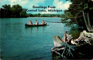 Michigan Central lake Canoeing Scene 1960