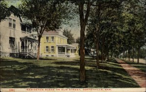 Coffeyville Kansas KS Elm Street Residence c1910 Vintage Postcard