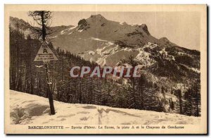 Postcard Old Barcelonnette sports of the Winter Sauze the track and the Chape...