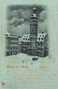 Germany Gera town hall moonlight 1900s