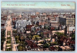 Omaha Nebraska Postcard Birds Eye View East High School Exterior c1909 Vintage