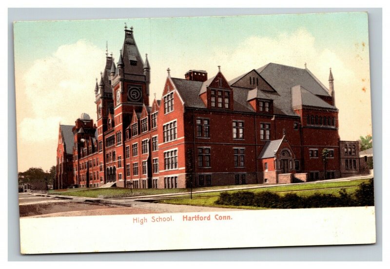 Vintage 1900's Postcard Panoramic View High School Campus Hartford Connecticut