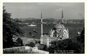 Turkey Istanbul Mosque Bosphorus Dolma Bahce Real Photo Postcard