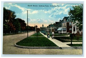 1957 Sixth Street Looking East Indiana Pennsylvania PA Posted Postcard