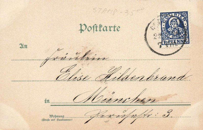 Germany Gruss Early Dancing Card Rare Courier Stamp Postcard