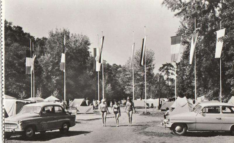 Hungary Balatonfoldvar camping tents cars automobiles 1960s