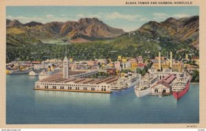 HONOLULU, Hawaii, 1930-1940s ; Aloha Tower and Harbor