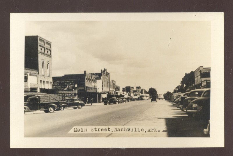 RPPC NASHVILLE ARKANSAS DOWNTOWN STREET SCENE OLD CARS REAL PHOTO POSTCARD