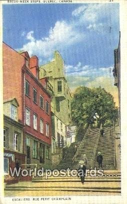 Break Neck Steps, Escaliers, Rue Petit Champlain Quebec Canada 1938 