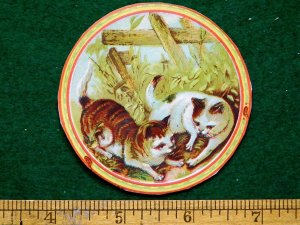 1870s-80s Lovely Cats Kittens Die Cut Scrap Trade Card F21
