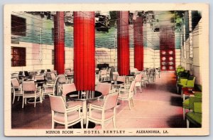 Vintage Postcard 1942 Mirror Room Hotel Lounge Bentley Alexandria Louisiana LA