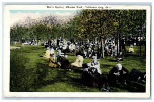 c1920 Early Spring Wheeler Park Sitting Grass Oklahoma City Oklahoma OK Postcard