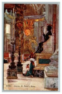 Vintage 1910's Tuck's Postcard The Holy Land Interior St. Peter's in Rome Italy