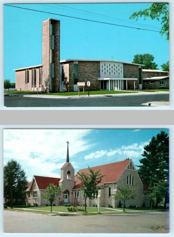 2 Postcards MINOCQUA Wisconsin WI  Methodist Church & Catholic Church c1960s