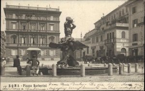 Roma Rome Italy Piazza Barberini Statue Sculpture Real Photo c1910 Postcard