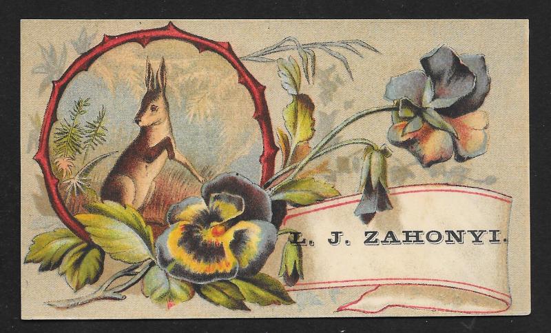 VICTORIAN TRADE CARD Vienna Confectionery Flowers & Hare