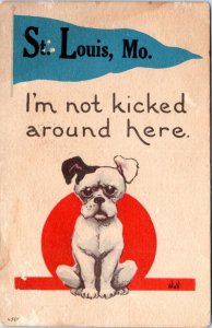 Postcard Pennant Dog MO St. Louis I'm not kicked around here