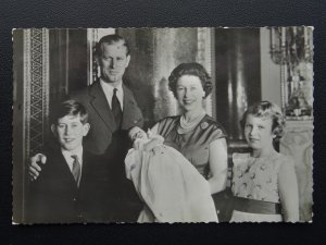 H.M. Queen Elizabeth ll Family Portrait & Baby Prince Andrew c1960 RP Postcard