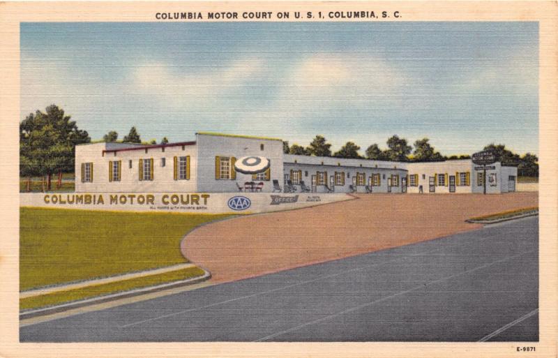 COLUMBIA SOUTH CAROLINA COLUMBIA MOTOR COURT  ON US #1POSTCARD c1950