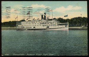 Rensselaer Hudson River Night Boat. Steamship. 1910 cancel