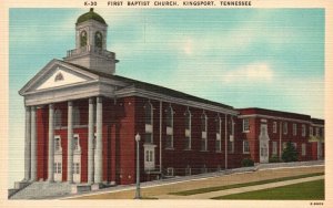 Vintage Postcard 1930's View of First Baptist Church Kingsport Tennessee TN