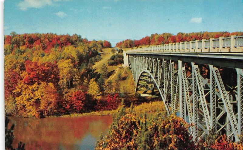 MI, Michigan  COOLEY BRIDGE~Pine River  CADILLAC to MANISTEE  Chrome Postcard