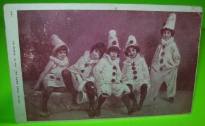 Halloween Postcard Children Dressed As Clowns 186 Philadelphia RPPC Vintage