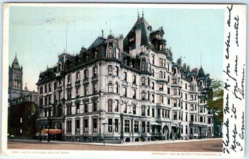 1903 UDB Boston, MA Hotel Vendome Postcard Detroit Old World Architecture A117