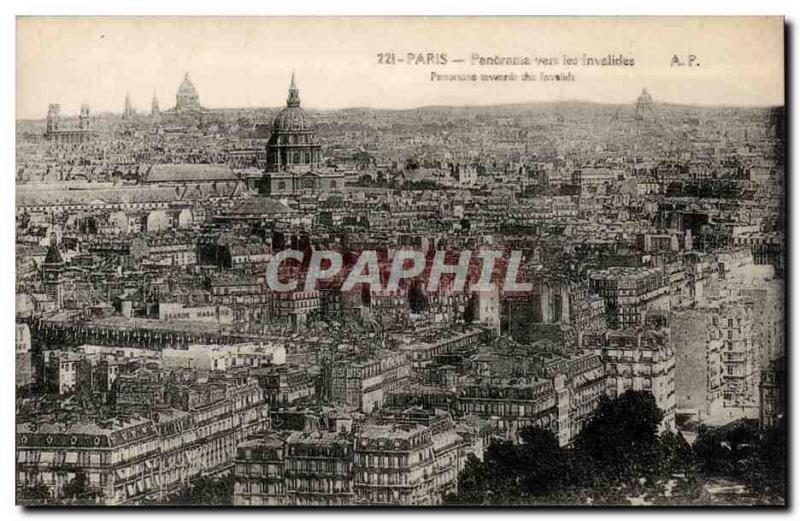 Paris Old Postcard Panorama towards the Invalides