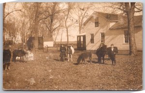 Waterloo Iowa~Pigs & Ponies Horses with Children~Our Place~Farm House~1910 RPPC