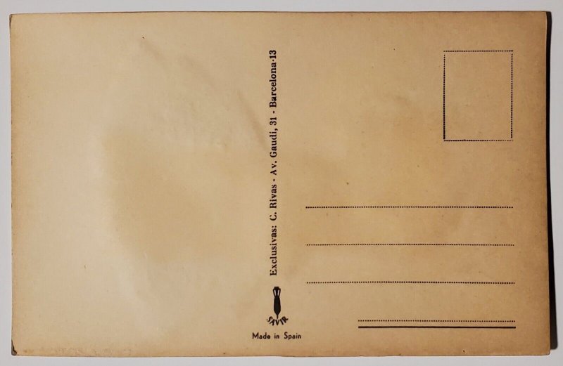 Pretty Spainish Dancer Embroidered Blue Dress Postcard P30