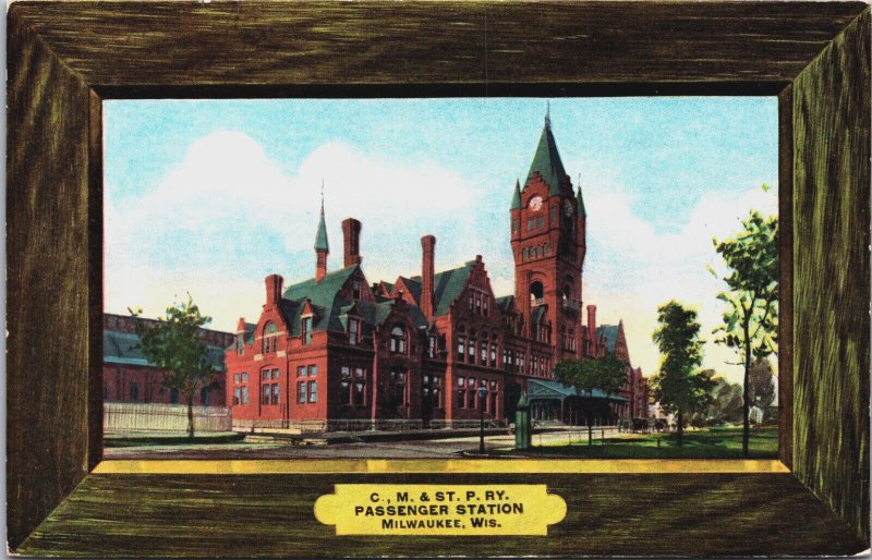 C.M. & ST P. RY. Passenger Station Milwaukee Wisconsin Vintage Postcard C114